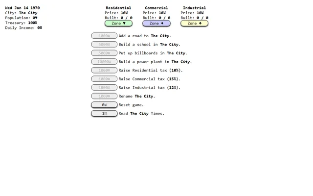 City Clicker running in a browser
