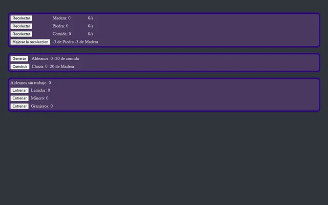 Clicker Aldea running in a browser