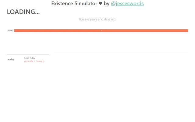 Existence Simulator running in a browser