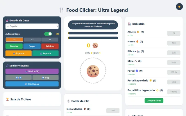 Food Clicker: Ultra Legend running in a browser