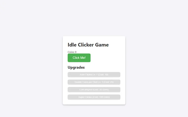Idle Clicker Game running in a browser