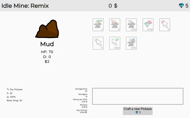Idle Mine: Remix running in a browser