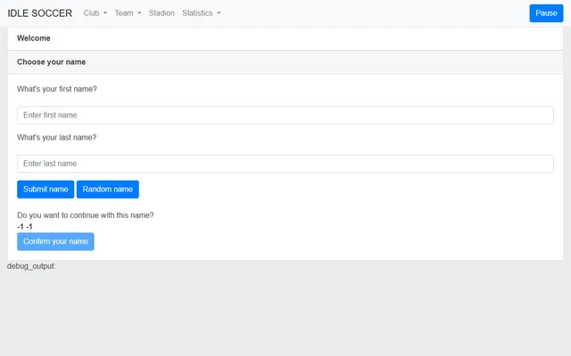 Idle Soccer running in a browser