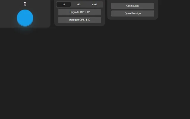 Infinity Clicker running in a browser