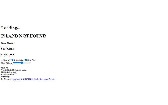 Island Not Found running in a browser