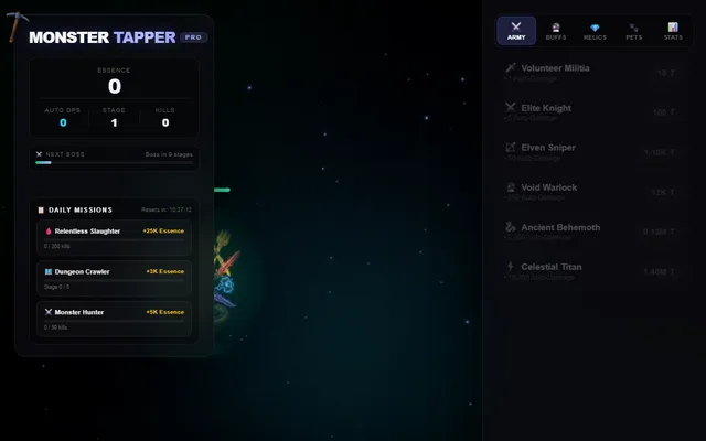 Monster Tapper running in a browser