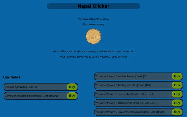 Nepal Clicker running in a browser