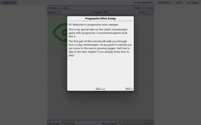 Progressive Mine Sweep running in a browser