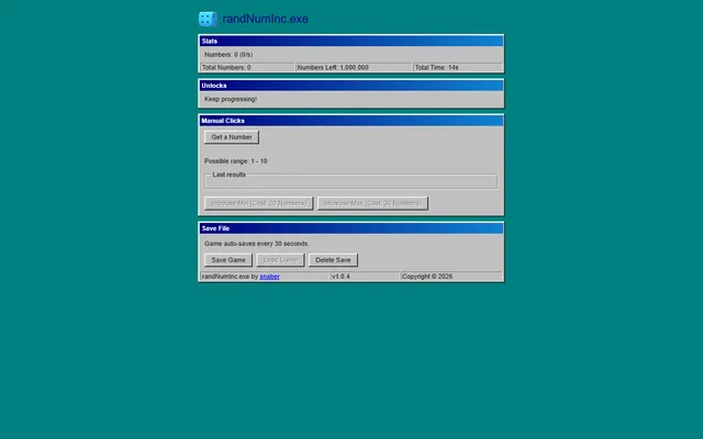 RandNumInc running in a browser
