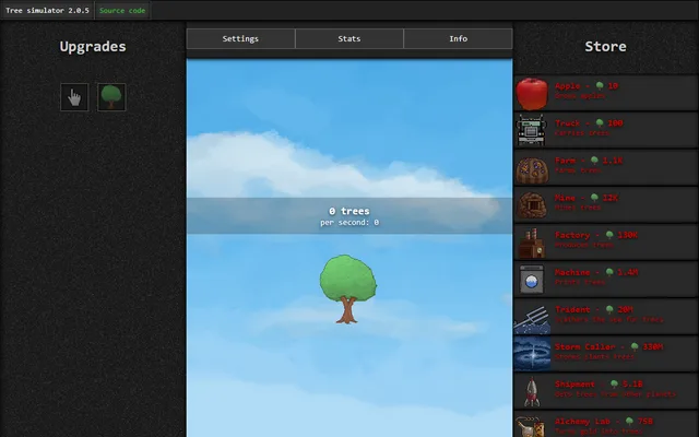Tree Simulator running in a browser